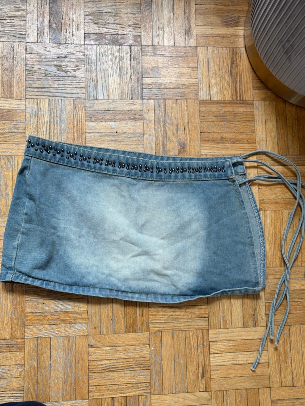 PrettyLittleThing Light Blue Studded Denim Skirt